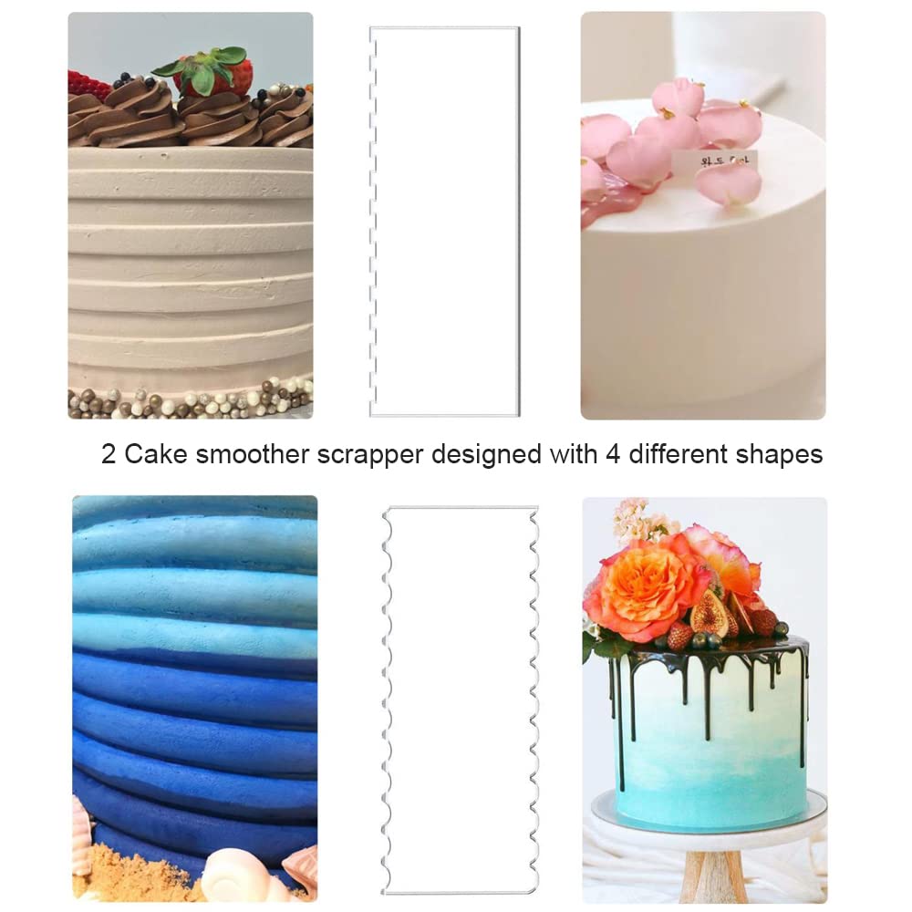 Set De 11 Disques à Gâteau En Acrylique - Plateaux Ronds Avec Chevilles + Grattoirs à Motifs Pour Pâtisserie Pro Ou Maison