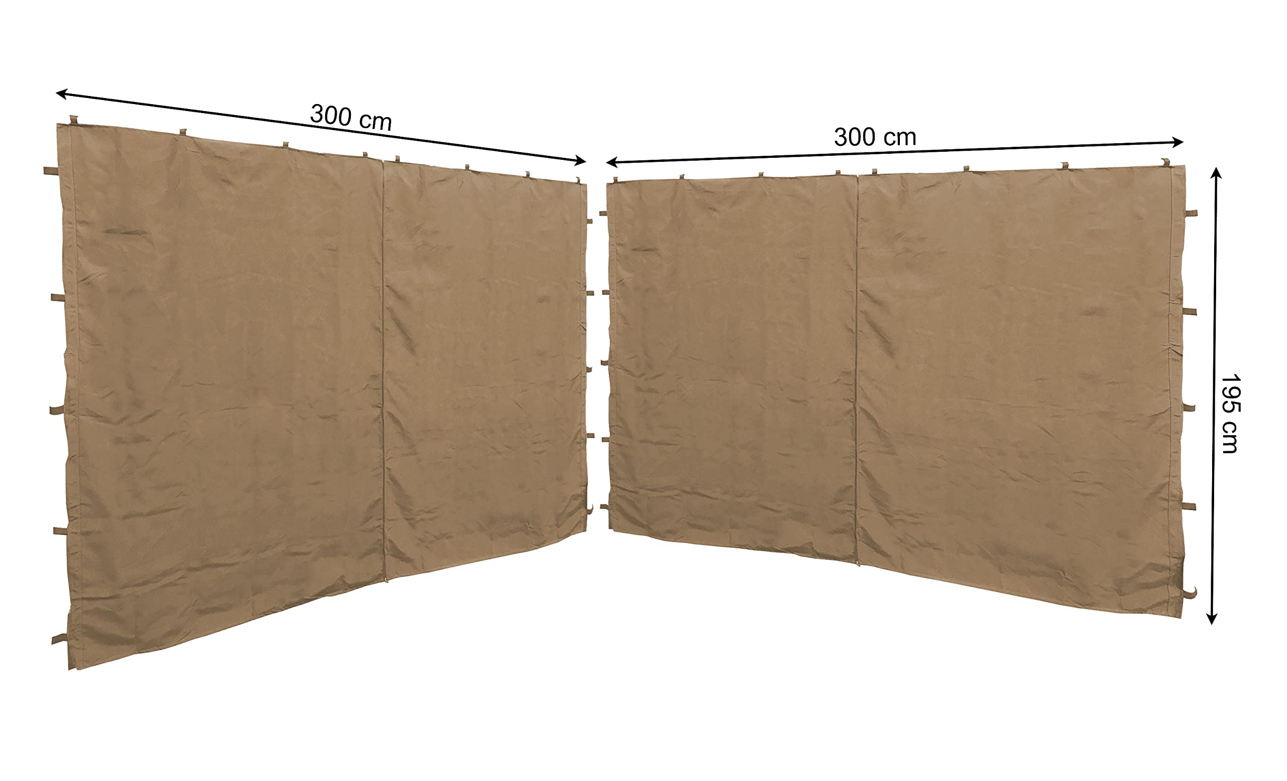 QUICK STAR2 Side Panels with Zip 300x195 cm for pavilions 3x3 m Side Wall Beige RAL 1001