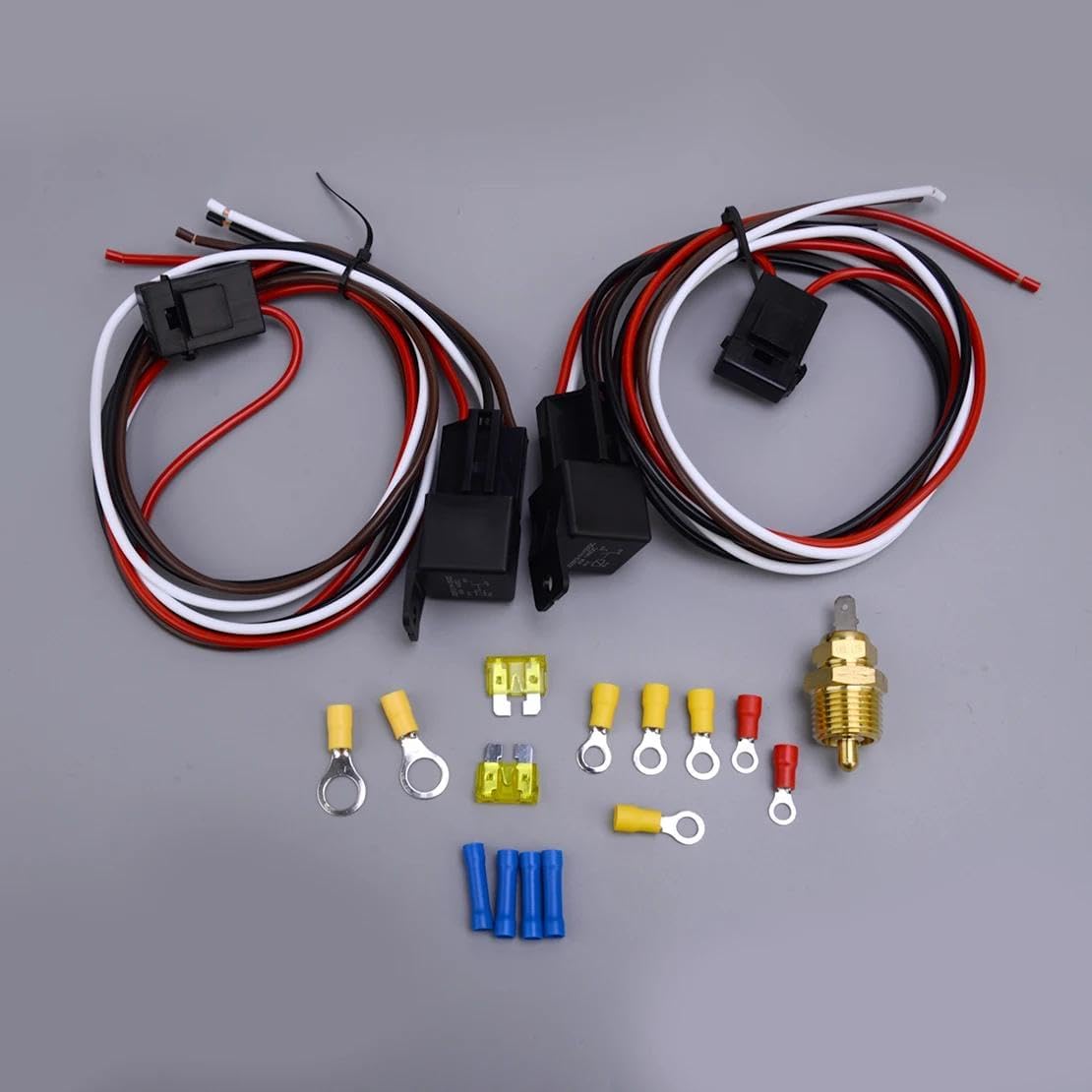SELCAR 12V 3/8" 175~185 Dual Electric Fan Engine Thermostat Temperature Relay Switch Sensor Kit