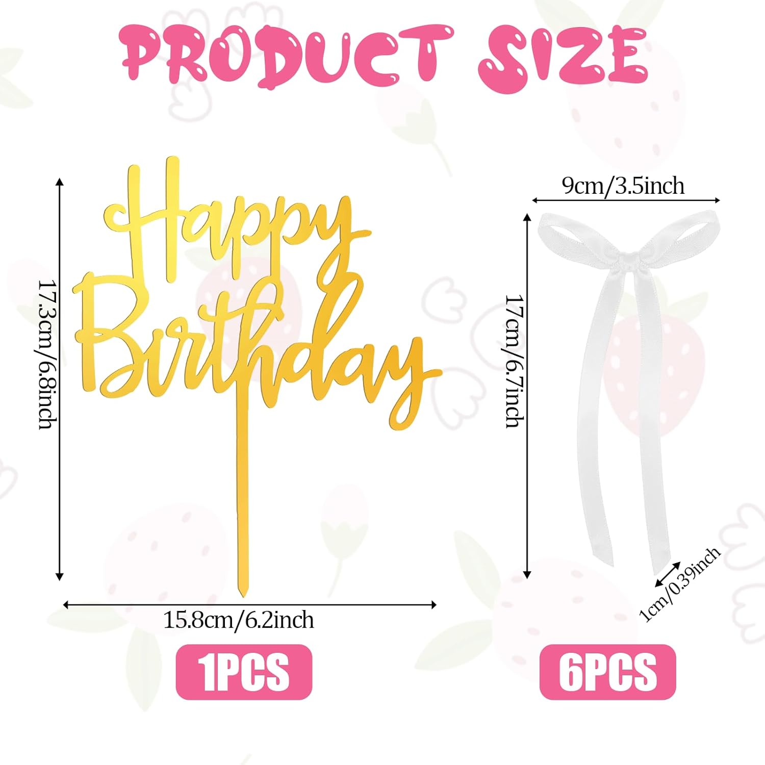 7Pcs White Bow Cake Toppers, White Bows for Cake, Happy Birthday Bowknot Cakes Topper Decoration for Birthday, Wedding, Anniversary, Party - Image 7