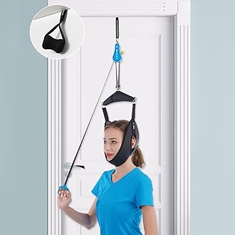glitz Cervical Neck Traction Device for Home Use, Portable Neck Stretcher Hammock Over Door for Neck Pain Relief, Neck Sling for Spine Decompression