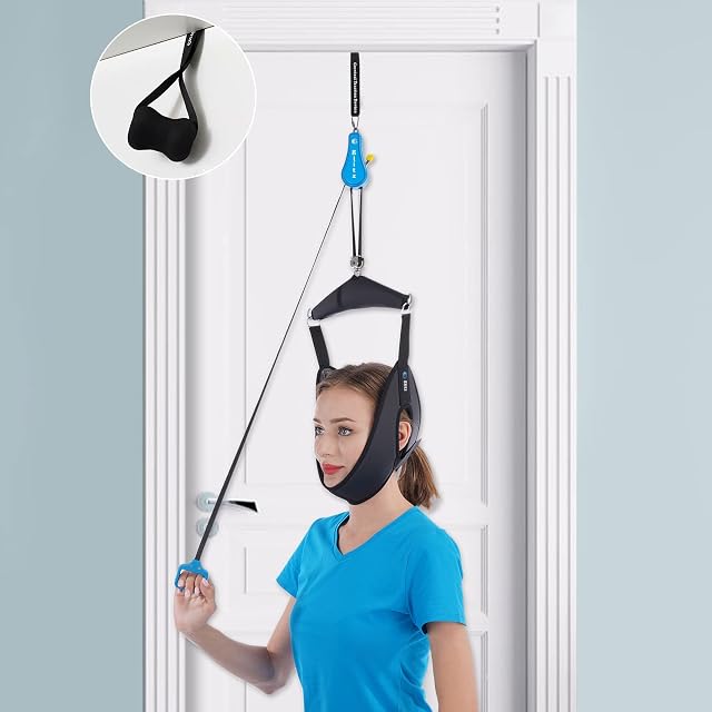 Cervical Neck Traction Device for Home Use Portable Neck Stretcher Hammock Over Door for Neck Pain Relief Neck