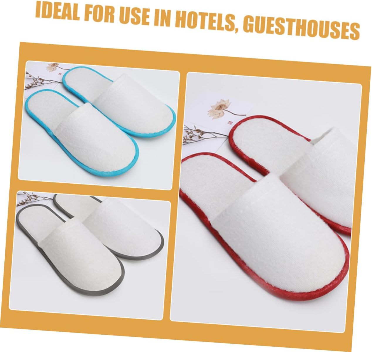 Alipis 4pairs Slippers Hotel Slippers Fleece Thickened Sole Breathable Antislip