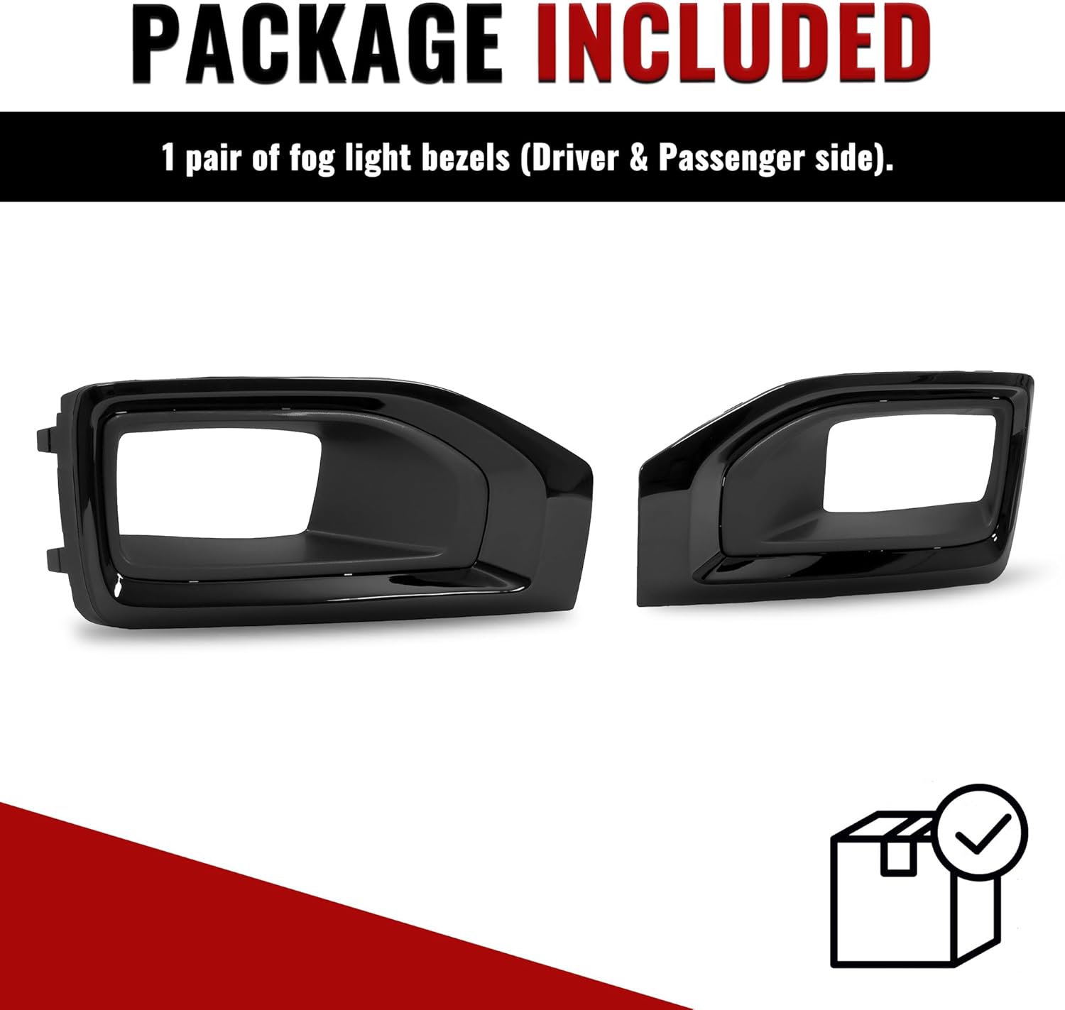 HECASA Fog Light Bezels Pair Compatible with 2015-2020 GMC Yukon/Yukon XL Fog Lamp Cover Trim Plastic (PP+ABS) Gloss Black Driver & Passenger Side Replacement for 22936426 22936427