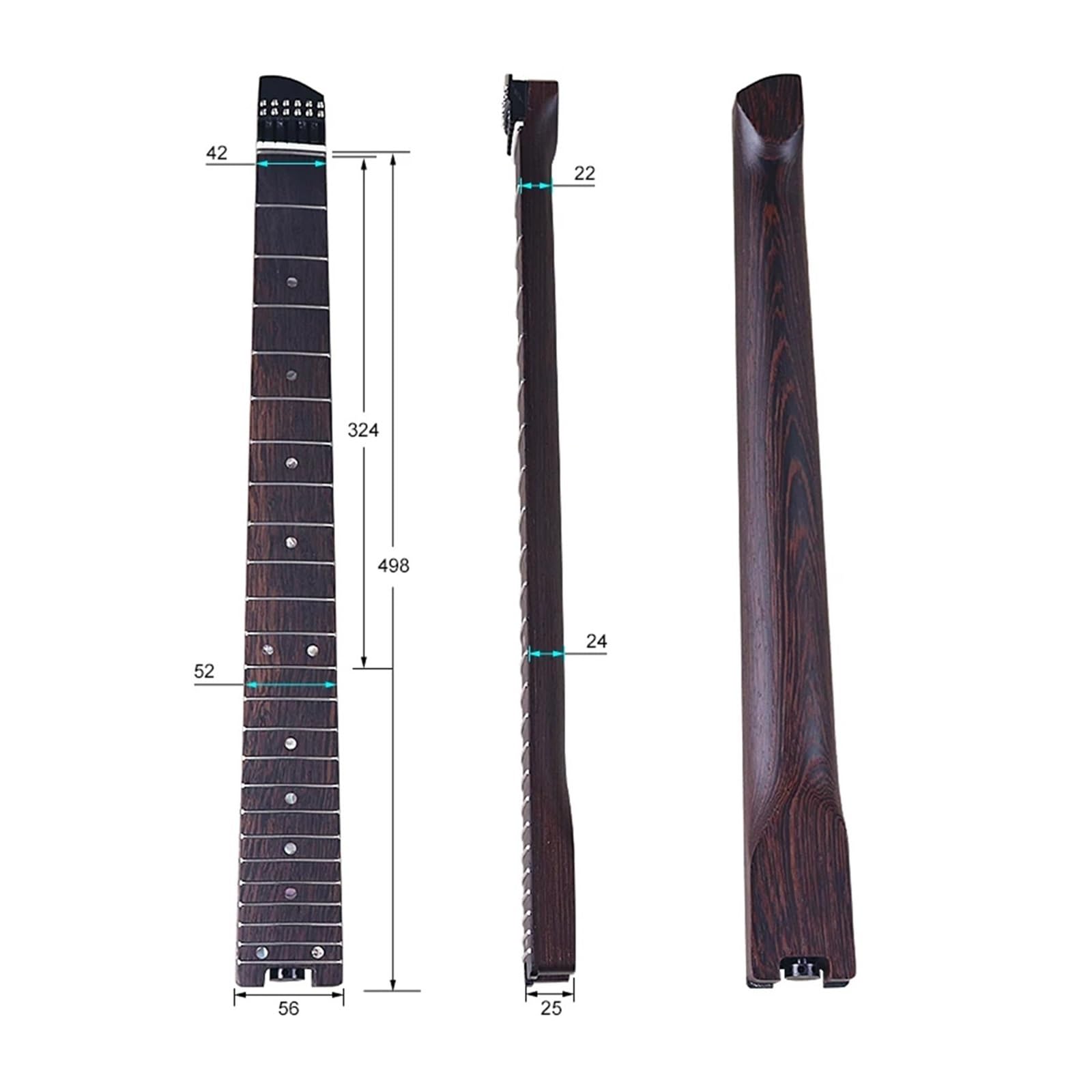 Chitarra elettrica in legno Wenge, chitarra senza testa, parte 24 tasti, larghezza 5,6 cm, buon artigianato for chitarre da viaggio a 6 corde
