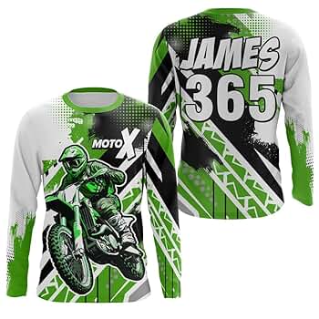 Amazon.com: Motocross Green Racing Jersey UPF30+ Motox Dirt
