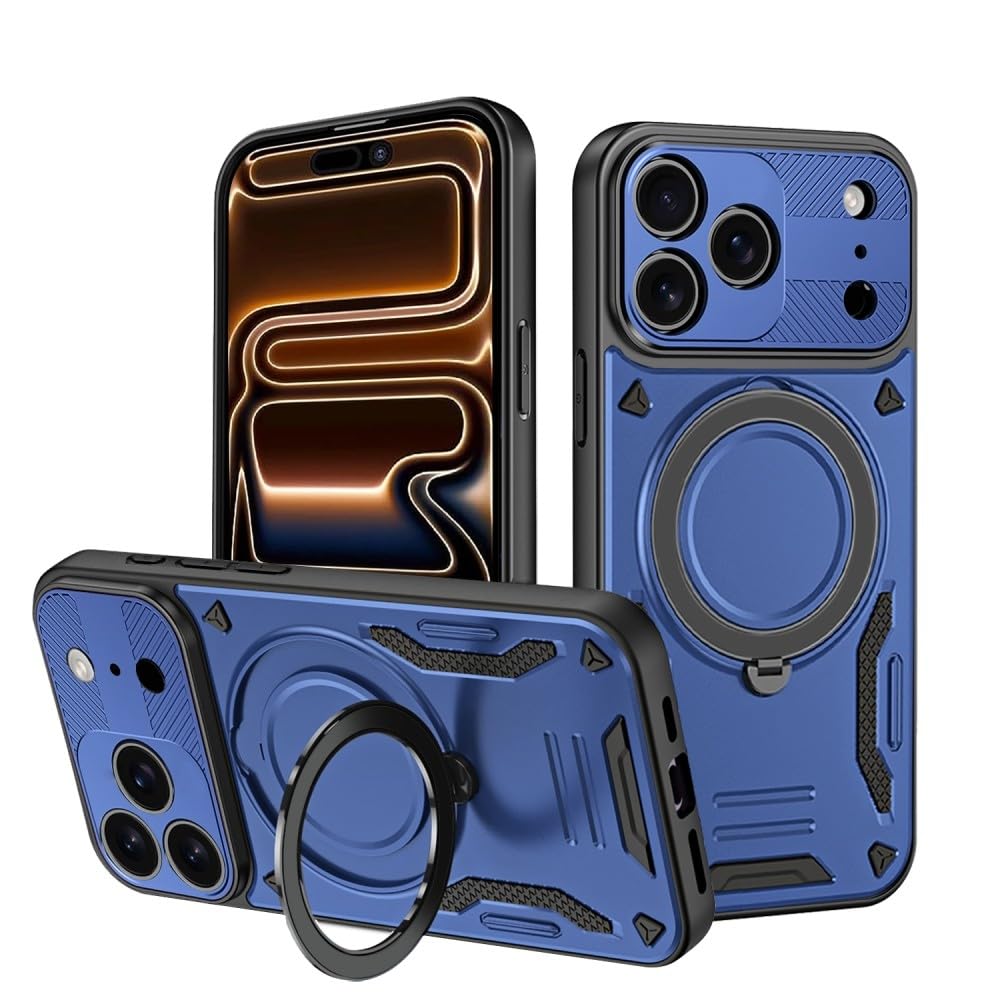 Coque iPhone 14 Plus bleu foncé avec anneau support silicone antichoc - 8