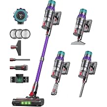 Cordless Vacuum Cleaner for Home, 650W 60KPa Stick Vacuum Cleaner,Max 75Min | Smart Auto Mode, Self-Standing, Anti Tangle Brush, Rechargeable Handheld Vacuum, Deep Cleans Pet Hair, Carpets, Hard Floors
