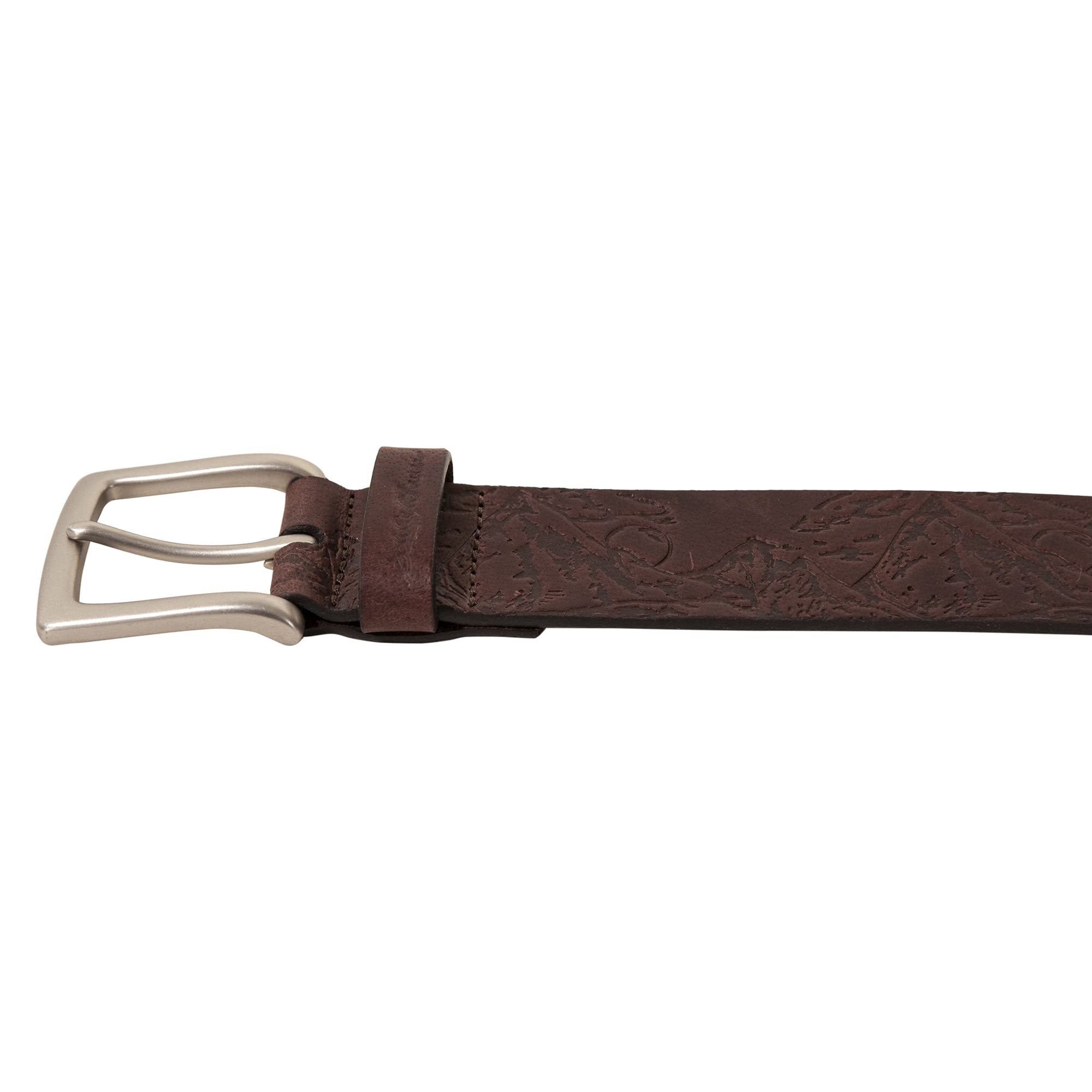 Eddie Bauer Debossed Live Your Adventure Leather Belt - BROWN - M