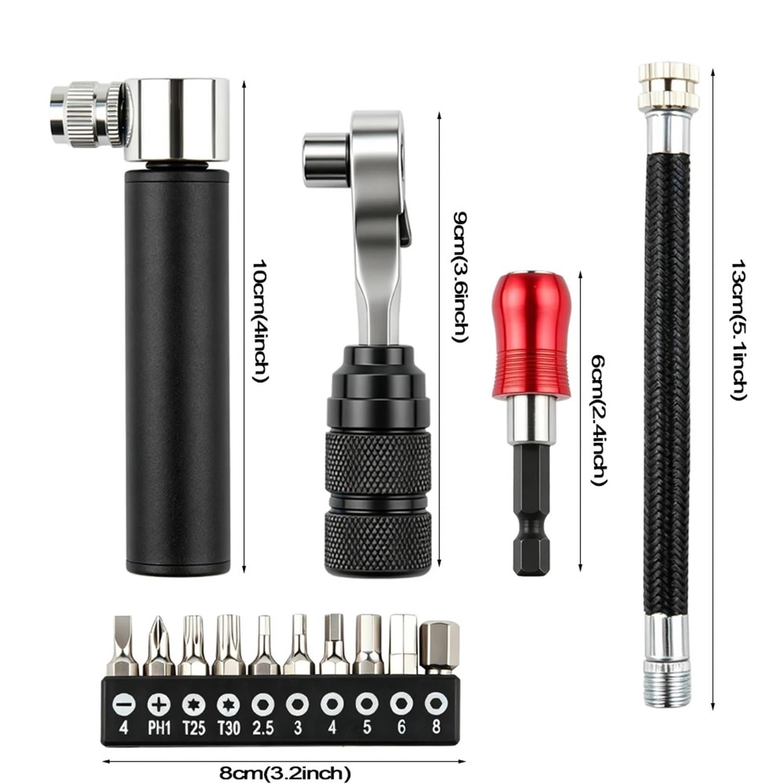 Kit Di Riparazione Bici Multifunzionale Portatile, Set Di Strumenti In Lega Di Alluminio Con Chiave A Cricchetto For Leva Pneumatici For Ciclismo MTB
