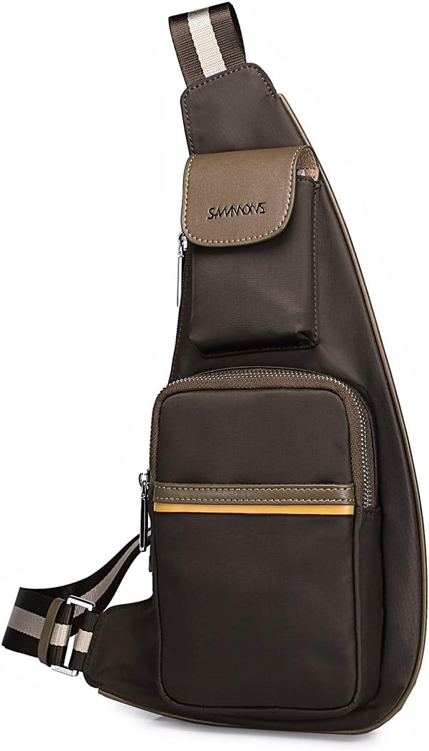 Genuine Leather Backpack Chest Pack Daypack Sling Bag Shoulder Bag 190165 (Brown01)