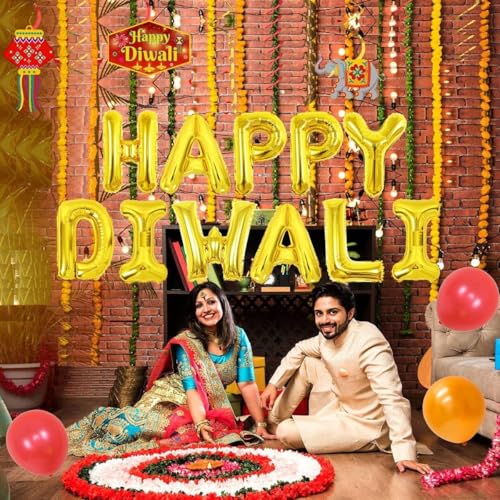 Image of AMFIN (Pack of 1) Happy Diwali Foil Balloon - Gold