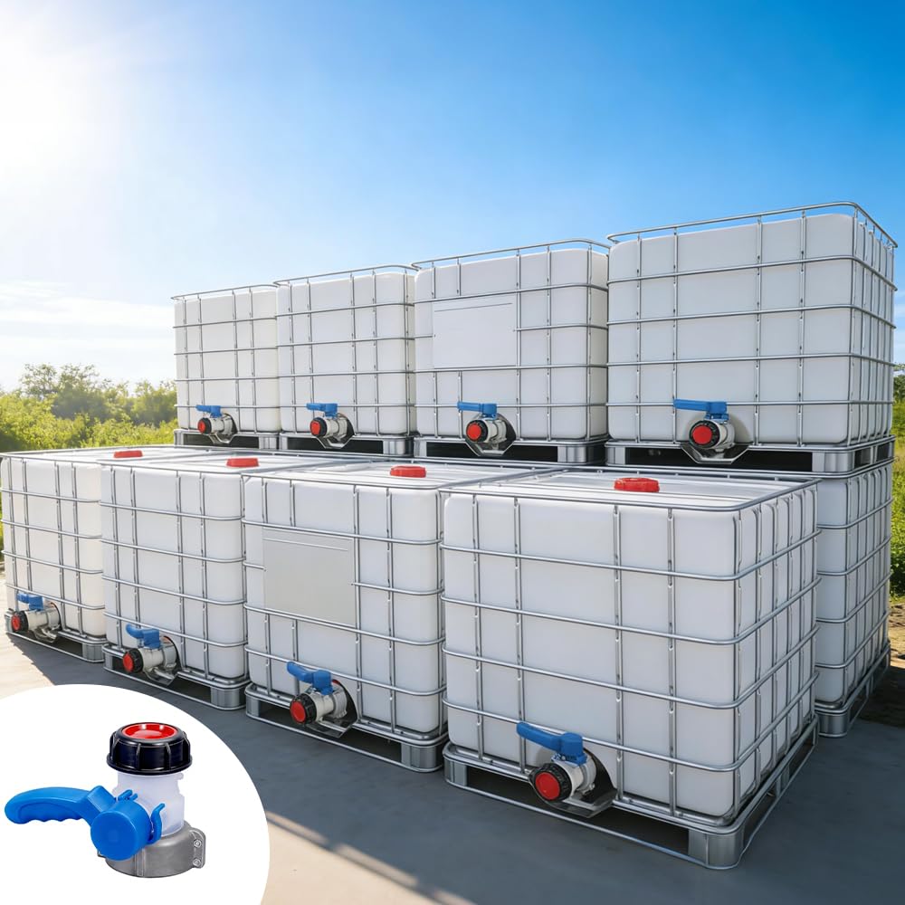 IBC Adattatore Valvola a Sfera, Adattatore Universale per Serbatoio Dell'acqua 1000L, DN50 75 mm, Valvola di Scarico in Lega di Alluminio, Accessorio Serbatoio IBC