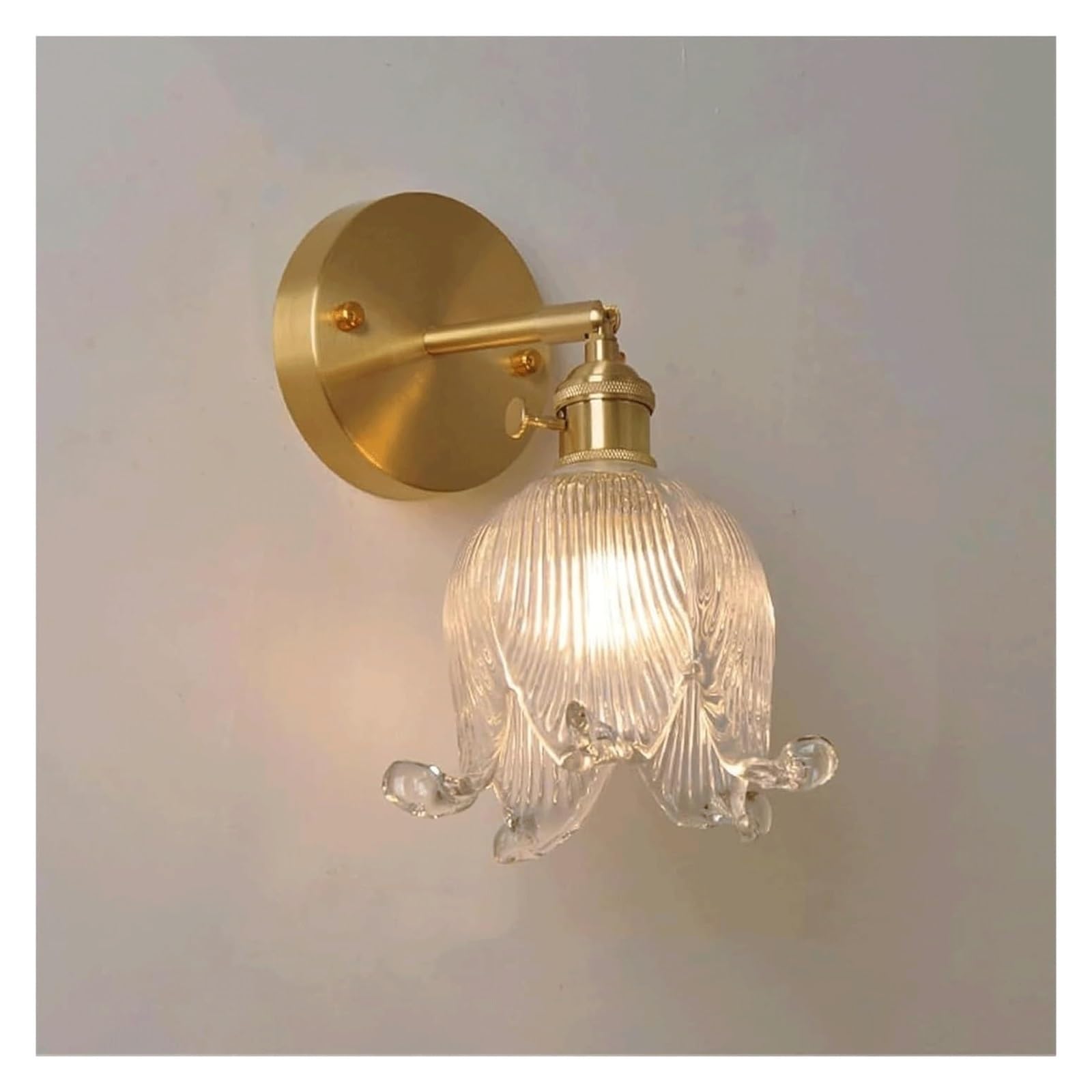 SMCCYYSD Flower Wall Sconce Retro Lights Glass Lampshade Decor Indoor Light With Tulips Shade Mount Lamp(Clear)