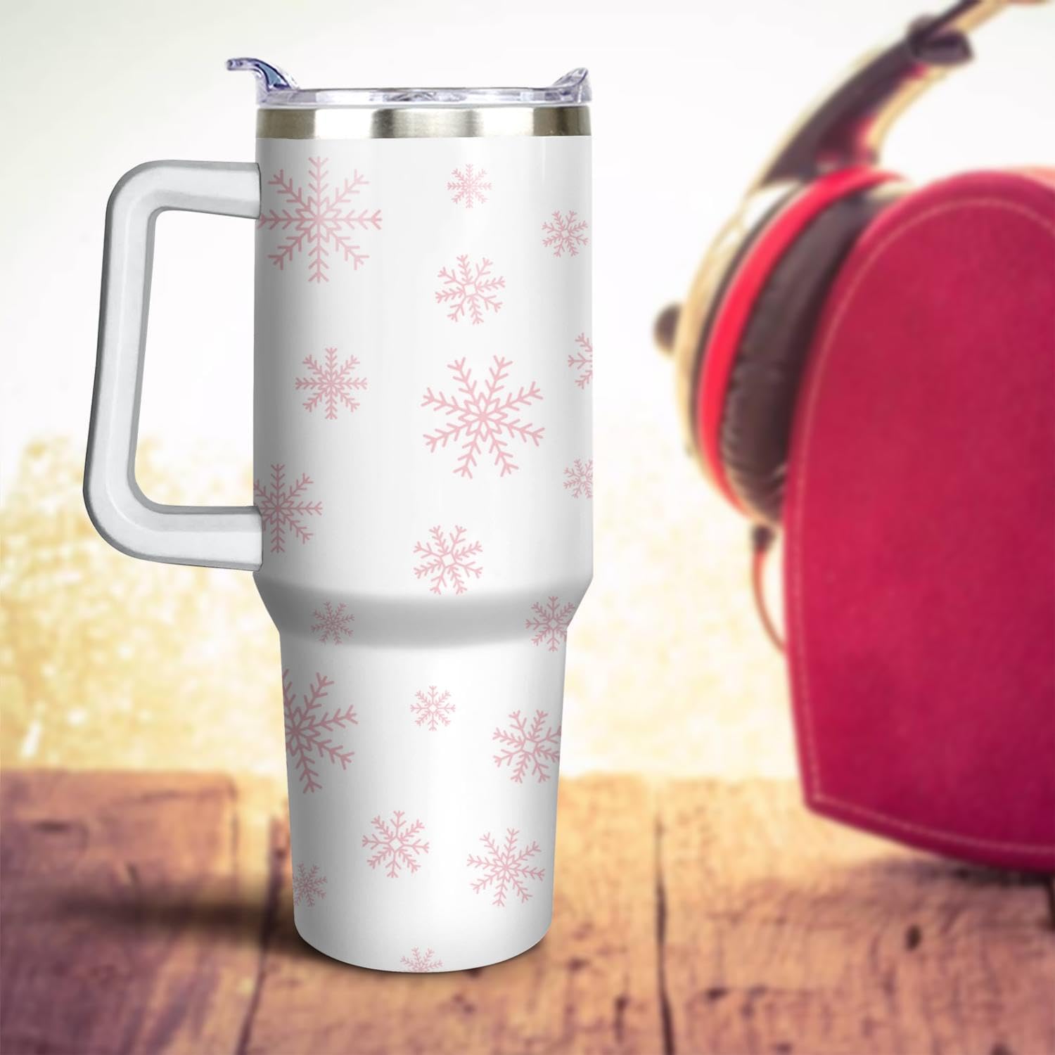 Christmas White Snowman Gifts for Women Men, Xmas Stainless Steel Insulated Travel Coffee Cup, 40 Oz Tumbler with Handle and Straw, Winter Holiday Water Bottle (1 PC) - Image 8