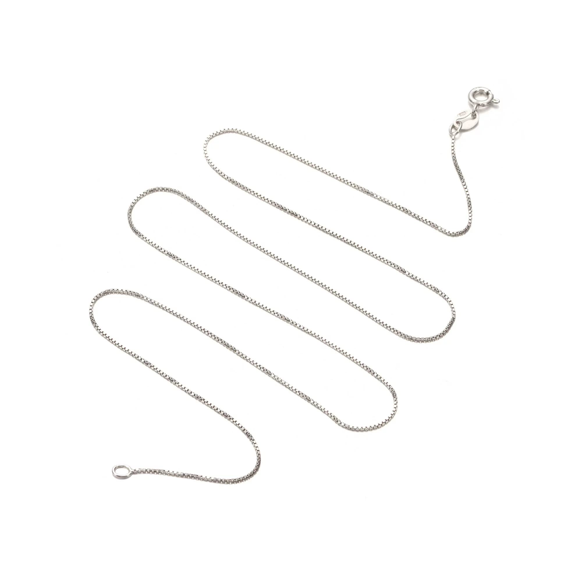 Matoa Solid 925 Sterling Silver Chain 1mm Italian Box Chain Necklace for Women, Thin & Strong Necklace Chain 16/18/20/22/24 Inch