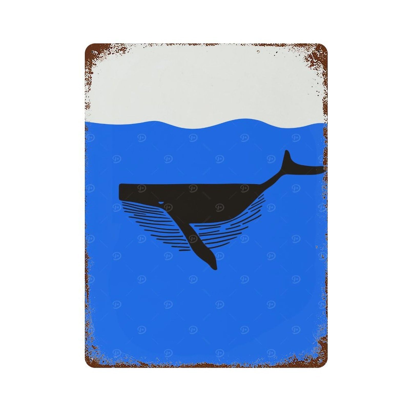 Whale Silhouette Rusty Metal Tin Sign 15.7"x11.8", Classic Wall Plaque for Pub, Kitchen And Man Cave Decor