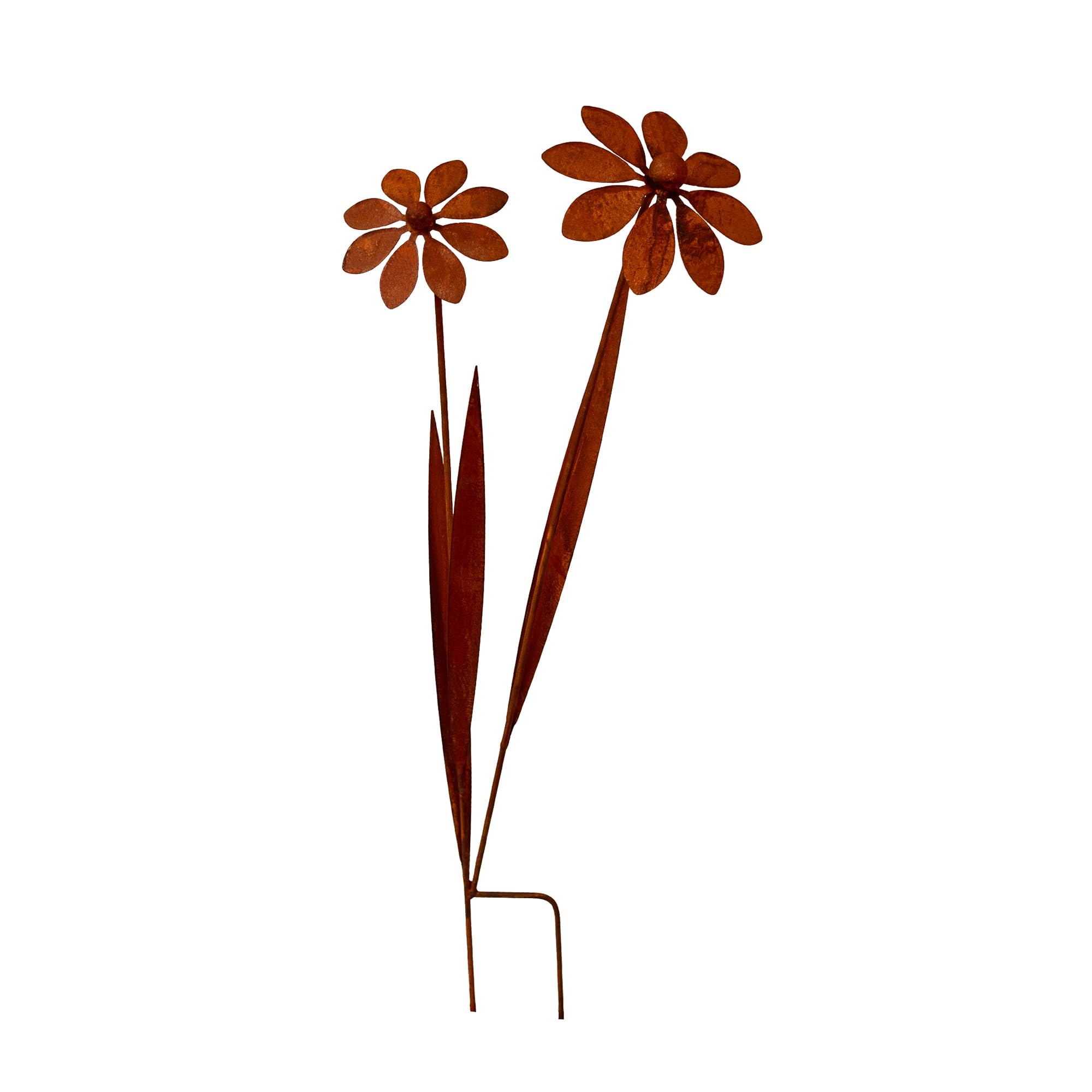 Bornhöft Gartenstecker Doppelblume aus Edelrost Metall Rost Gartendeko Edelrost rostiger Beetstecker 116cm Gartendekoration rostiger Beetstecker