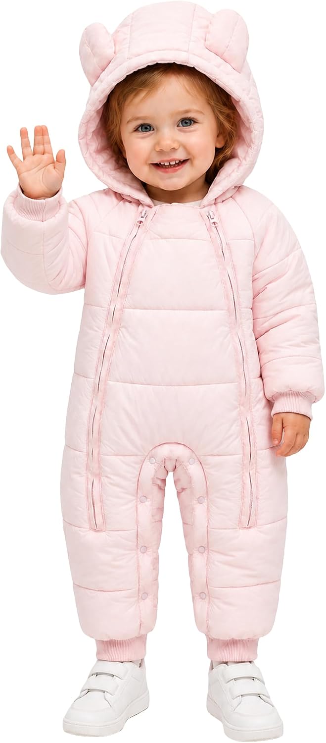 SEAUR Baby Boys Girls Winter warm Snowsuit Toddler Cute Bear-Ear Hood Jumpsuit Romper Overcoat for Newborn
