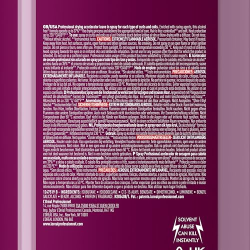 L'Oréal Professionnel Accélérateur de séchage, avec protection thermique, pour cheveux bouclés et bouclés, brume ultra-fine, Serie Expert Curl Expression, 150 ml