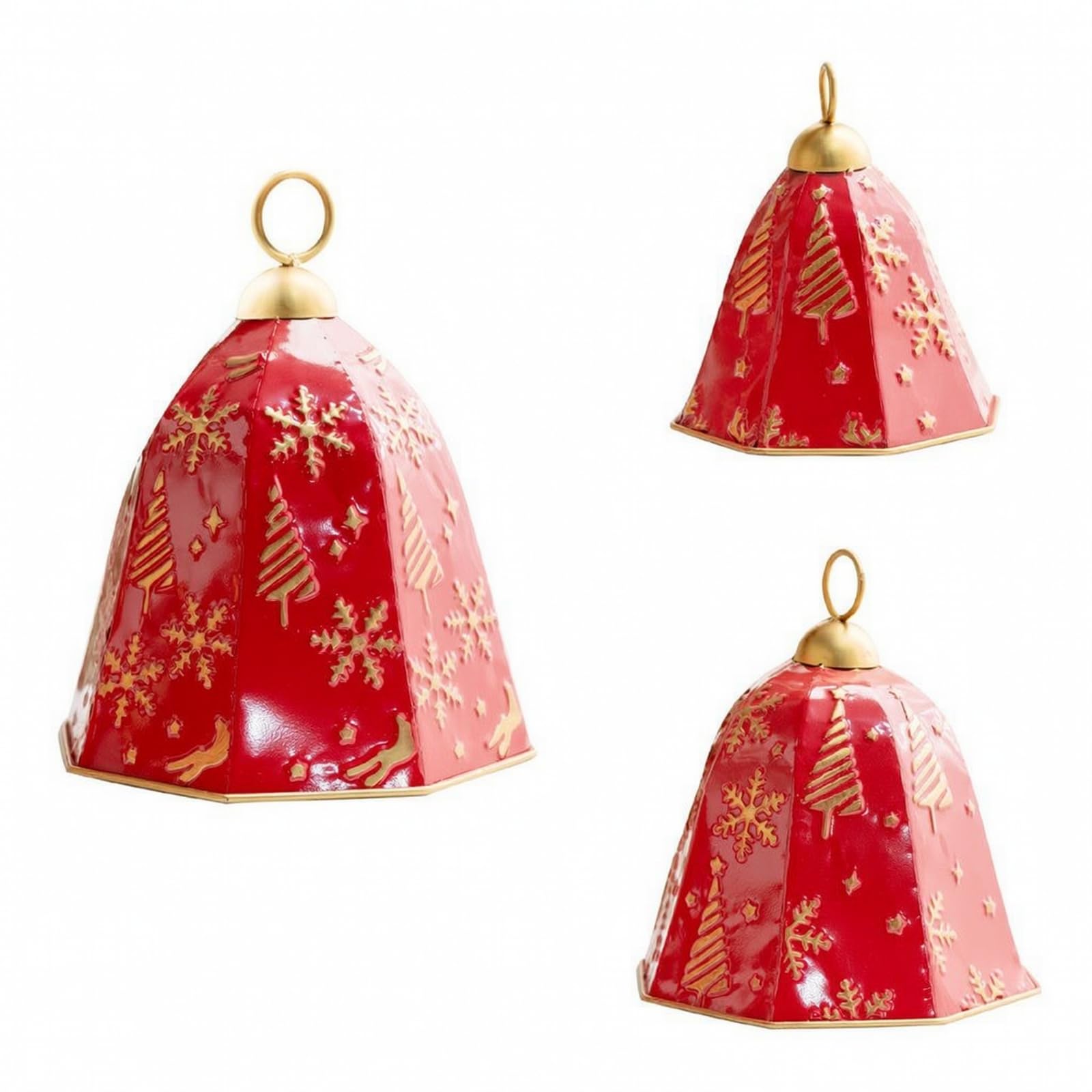 3 Piezas Campana Metal Festivo, Rojo