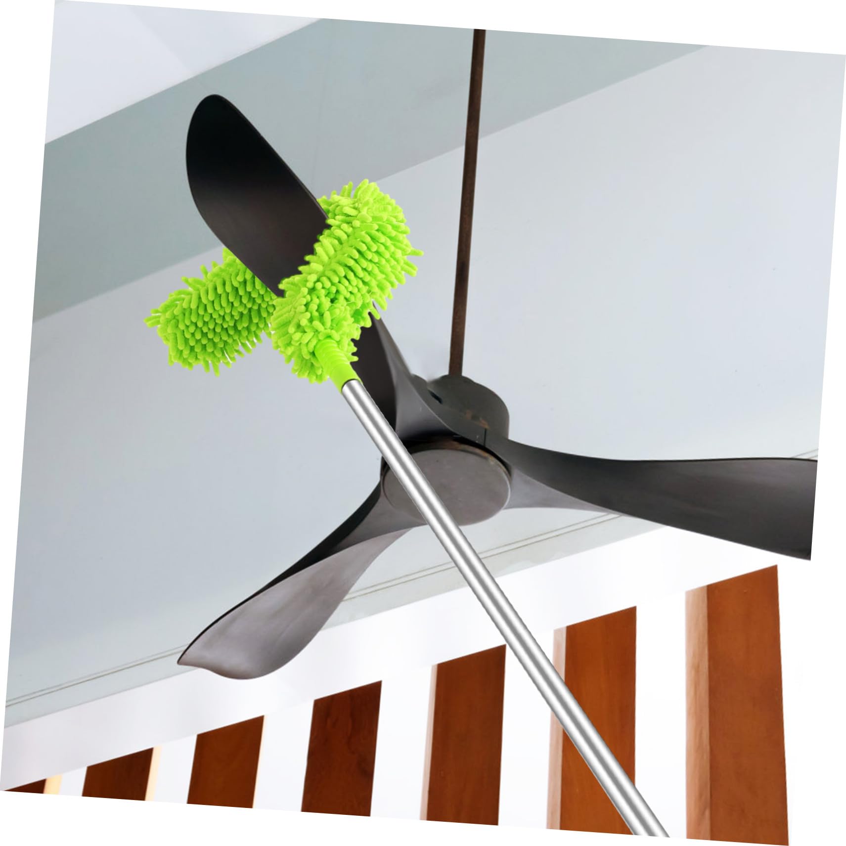 Plumero Extensible para Ventilador de Techo, Mango Largo de Aluminio | Cabezal Desmontable, Limpieza de Alta Eficiencia, 1 Juego Verde para Muebles y Ventanas
