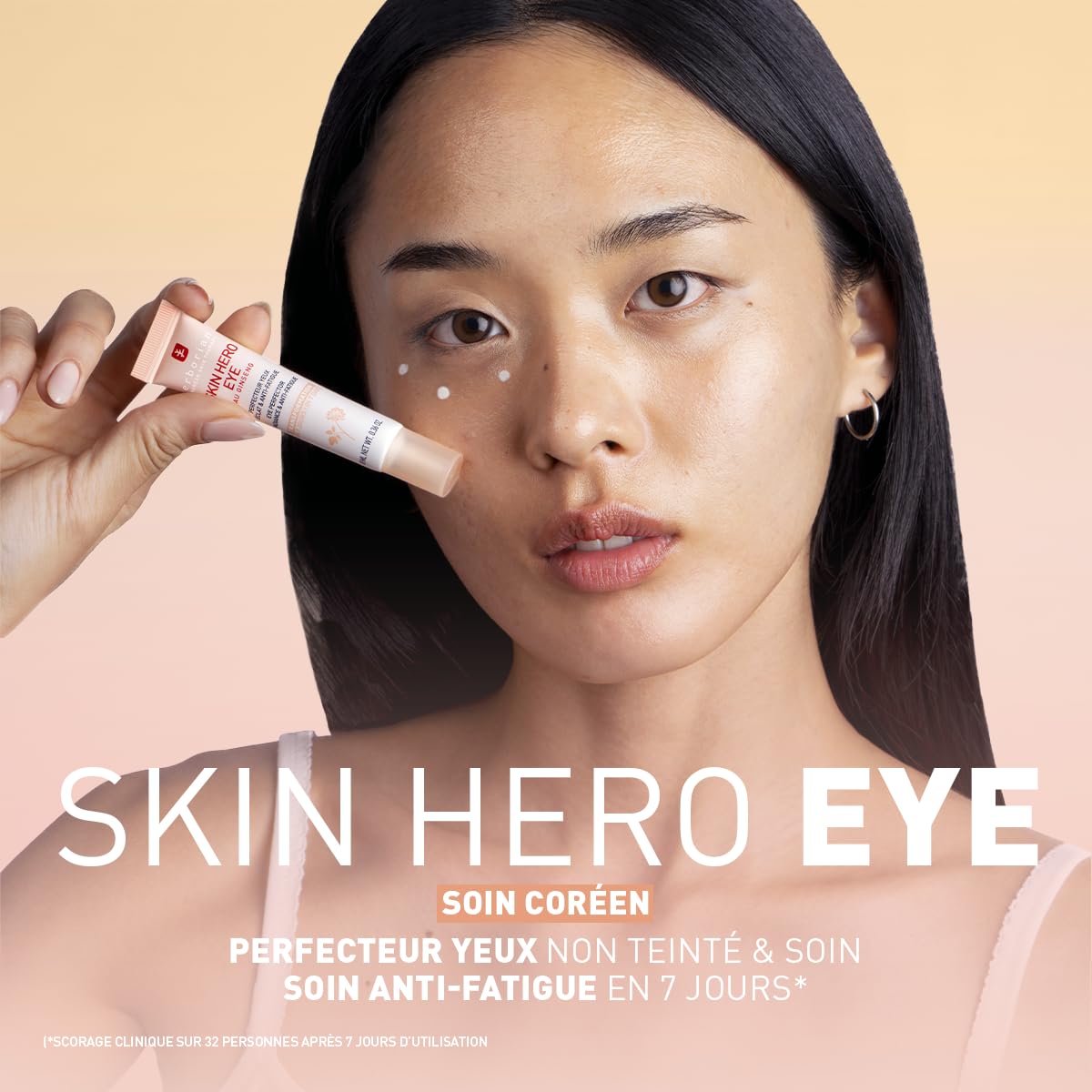Erborian - Skin Hero Eye - Perfecteur Yeux Non Teinté + Soin Anti-Fatigue Anti-Cernes Revitalisant en 7 Jours - Texture Légère - Cosmétique Coréen - 10 ml
