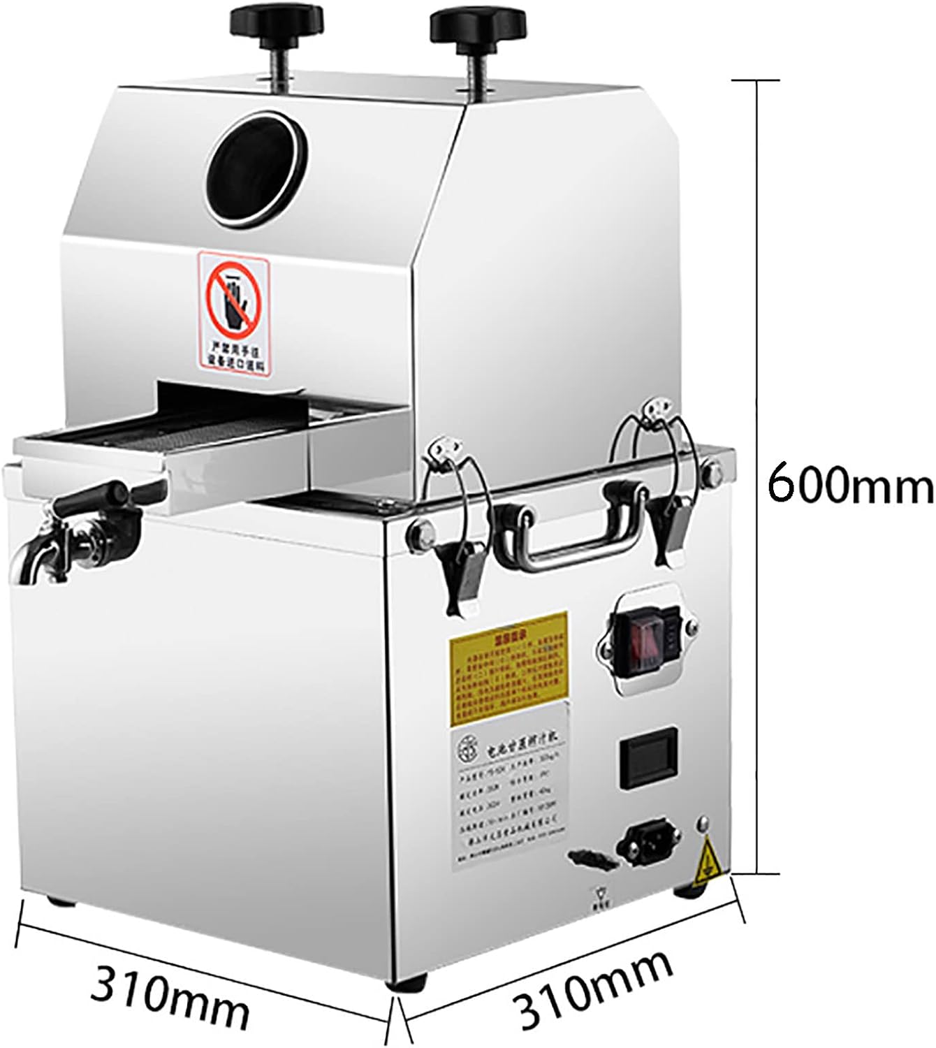 Commercial Electric 350W Slow Masticating Sugarcane Juicer Machine with Feed Chute Tray, 450kg/h Sugar Cane Squeezer Makes High Nutritive Fruit&Sugarcane Juice