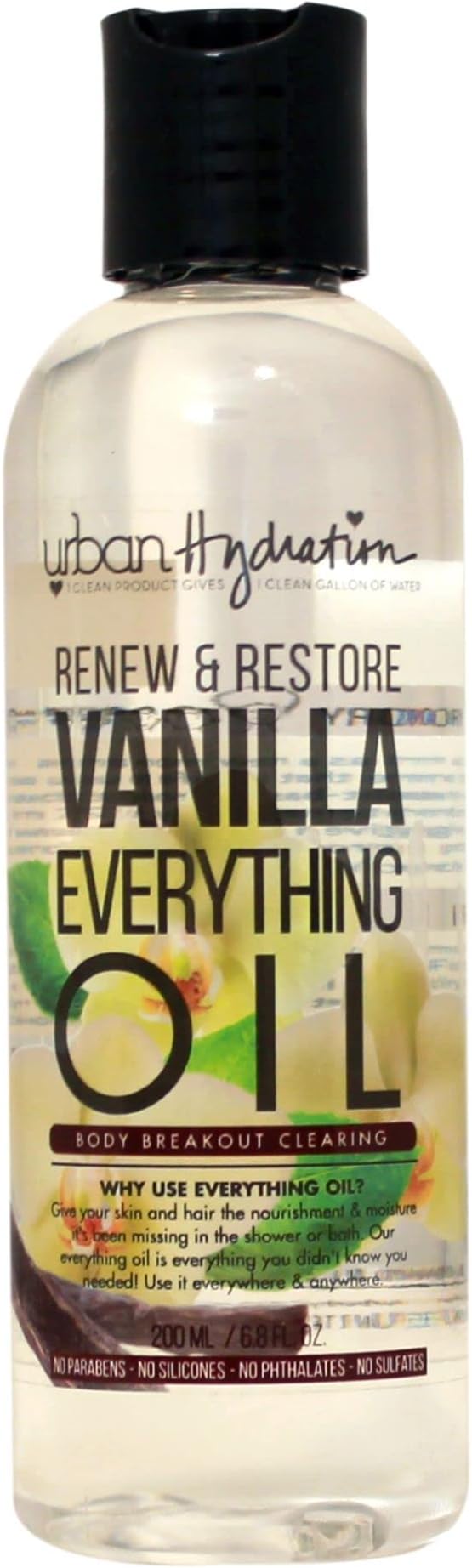 Urban HydrationRenew & Restore Vanilla Everything Oil |Sulfate, Paraben, Gluten and Dye Free, Improves Overall Appearance of Skin | 6.8 Ounces