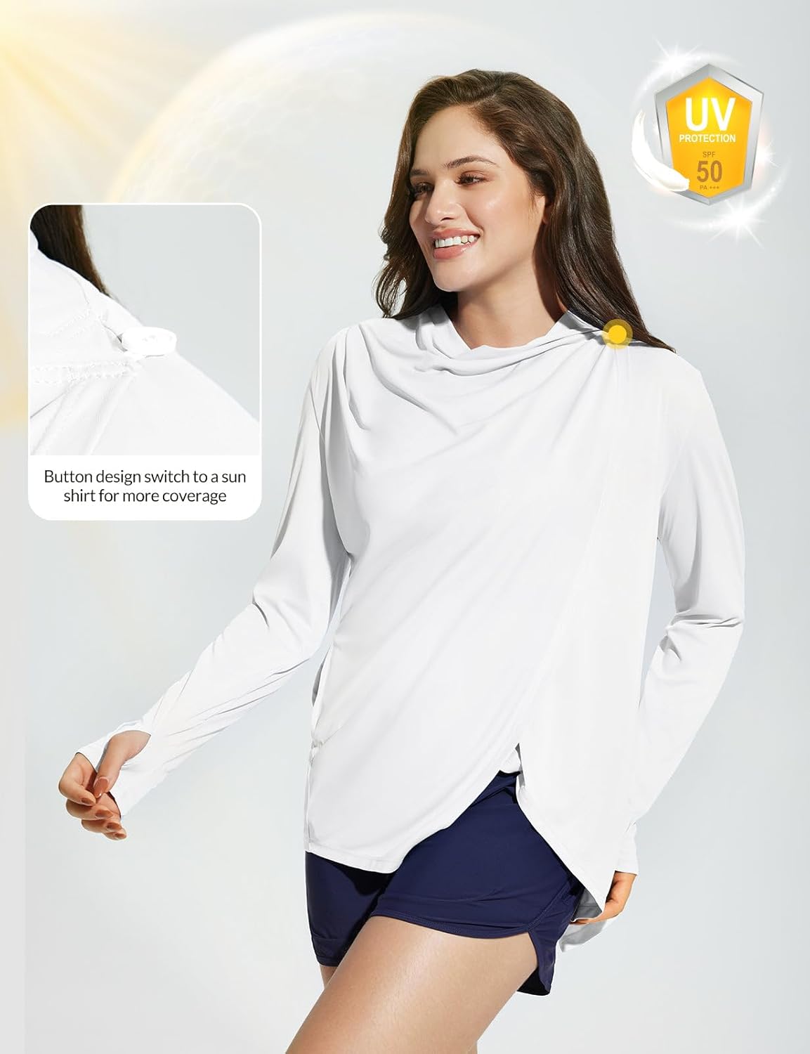 baleaf Women's Long Sleeve Sun Shirts UPF 50+ Lightweight Open Front Cardigan with Pockets Beach Cover Up SPF Sun Wrap - Image 2