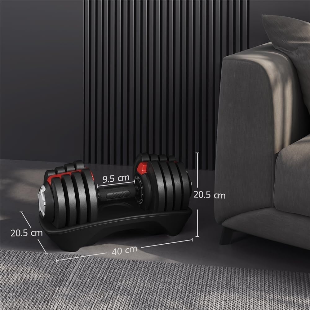 Yaheetech Mancuerna Ajustable 12 en 1/11 en 1 Pesas y Mancuernas Ajuste Rápido de 1.5 a 12.5kg/1,5 a 18kg/3 a 24kg/2 a 40kg con Base de Almacenamiento para Gimnasio en Casa