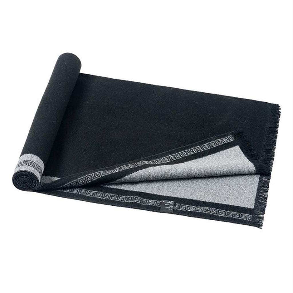 Loisirs Hommes Couleur Unie Écharpe Imitation Soie Unisexe Épais Chaud Hiver Longue Taille Foulards Mâle Mode Noir Porter Casual Classique Chaud(A-30x180cm)
