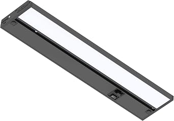 LAGOM Halo 12-Inch Hardwired LED Under Cabinet Light, 3-CCT, Black | Power cord sold separately for plug-in installation. 2700K/4000K/5000K, dimmable. Model UC0112BK27