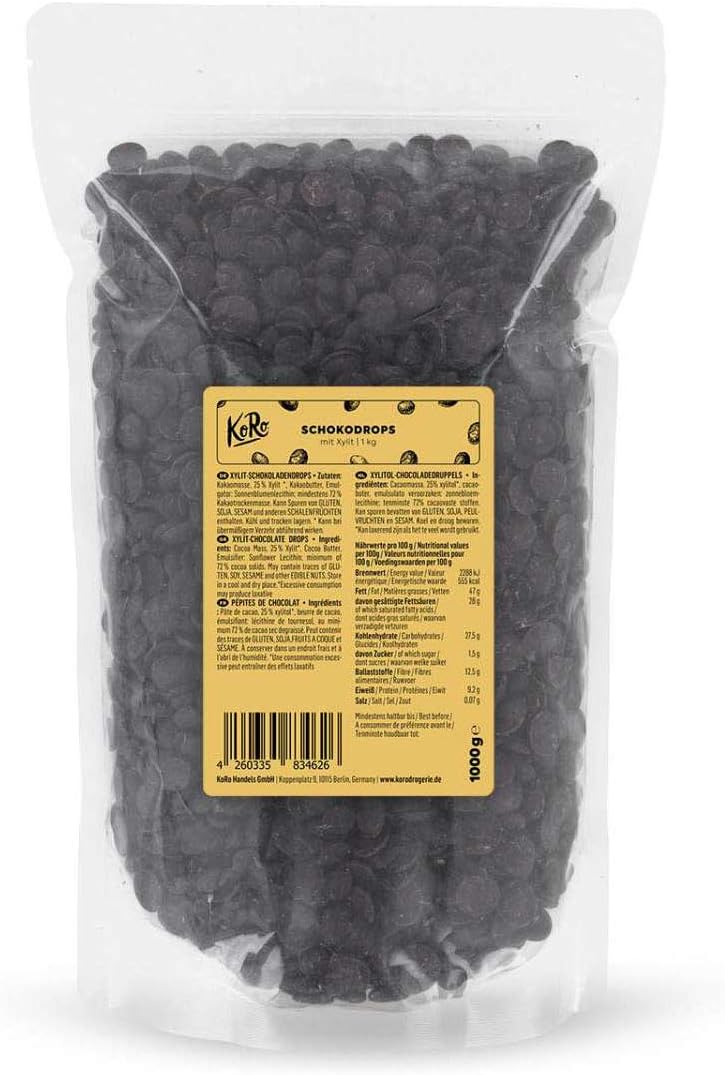 Chocolate drops with xylitol 1 kg No added sugar vegan chocolate