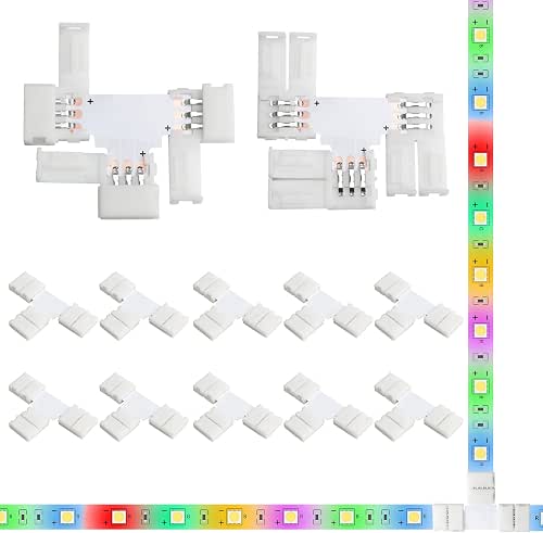 10PCS 3-Pin LED Strip Connectors, 8mm T-Shaped Corner Light Connectors