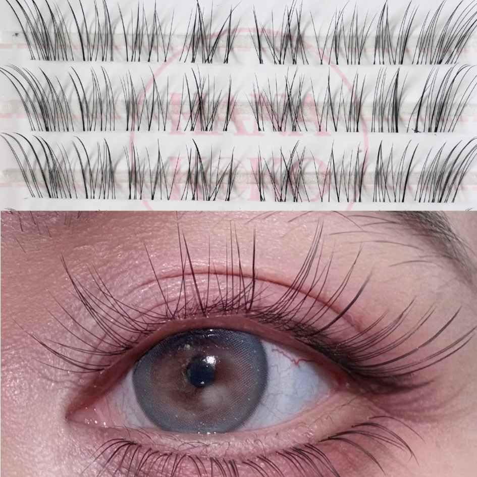 Hanakoko Self Adhesive Lash Clusters Press-on Lashes No Glue Lash Extension DIY Lash Reusable Glue-free Magnets-free Easy Removal 10-13mm Lashes Kit (Whisper)