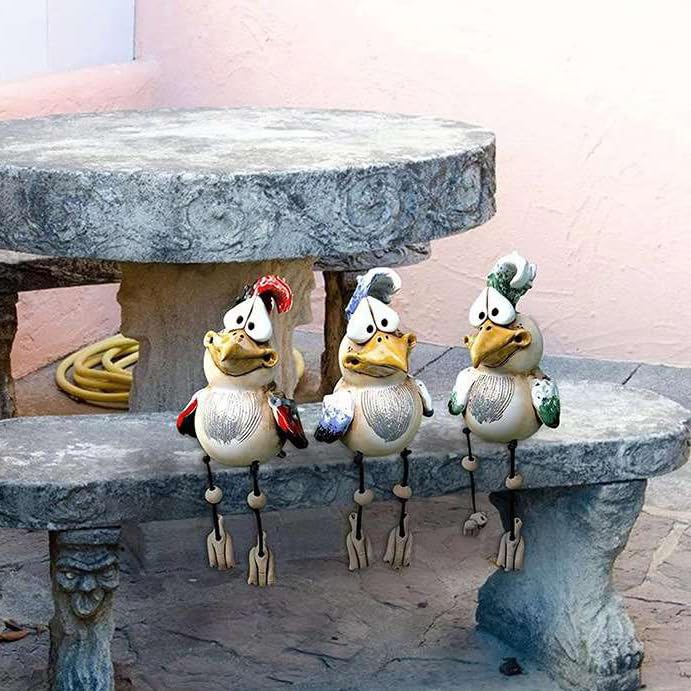 Youery 3pcs Hühner Deko Gartendeko Für Draußen Figuren, Keramik Huhn Tierfigur Gartenstecker Keramikfigur Handarbeit Ornament, Harz Gartenfiguren & Gartenstatuen Lustiges Gartendekorationen Für Außen