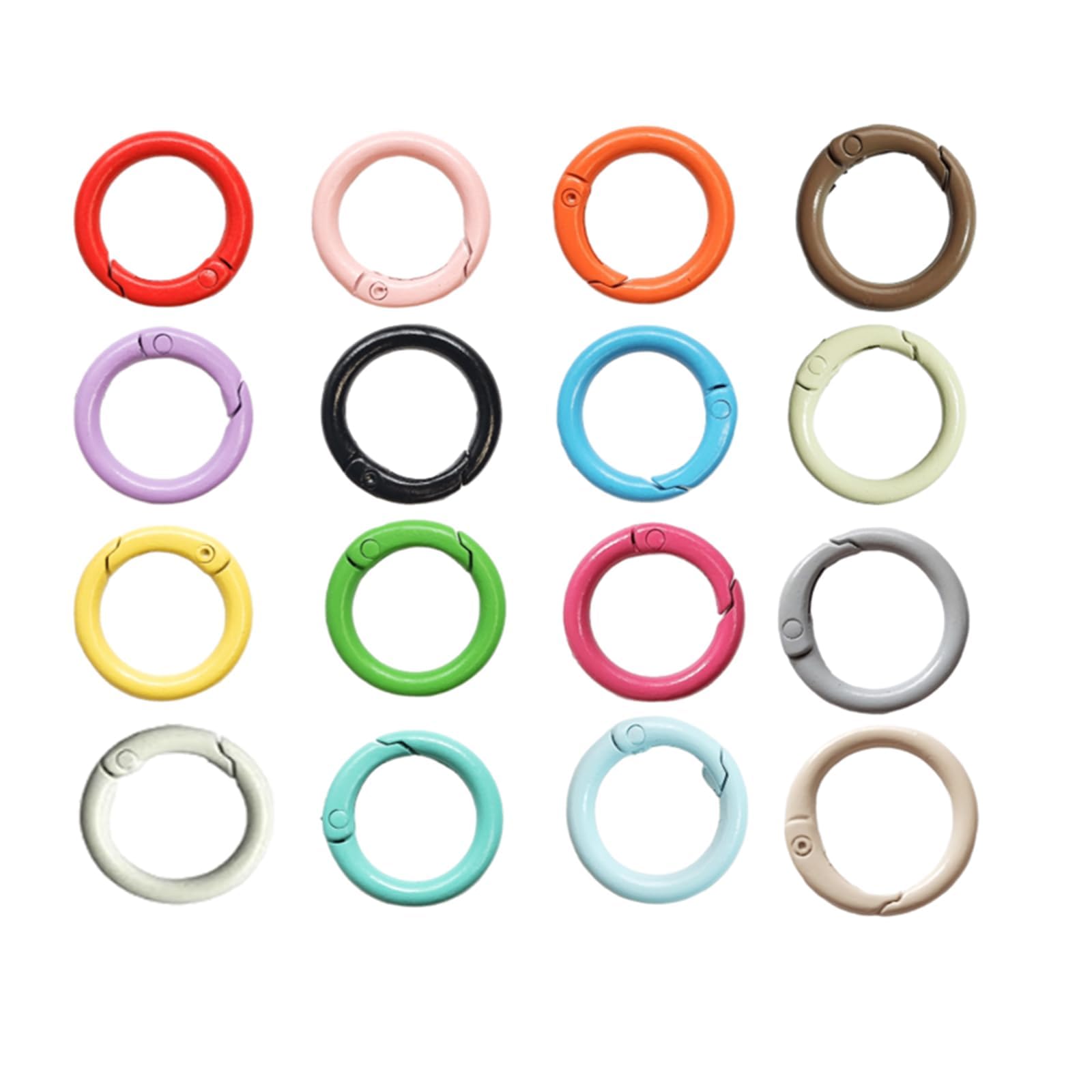 32 Stück Karabiner Rund 24mm, 16 Farben Metallringe mit Feder, Schlüsselringe Schnalle für DIY Schlüsselanhänger, Geldbeutel, Taschen, Schmuck und Bastelarbeiten