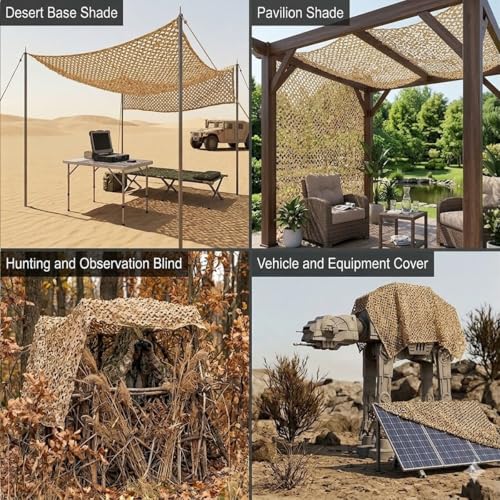 Filet de camouflage sable multi-tailles pour ombrage de terrasse et jardin