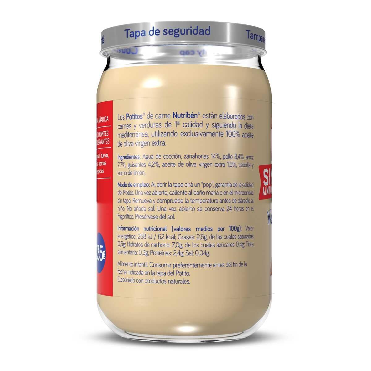 Nutribén Potitos De Pollo, Guisantes Y Zanahoria Sin Gluten, 235g