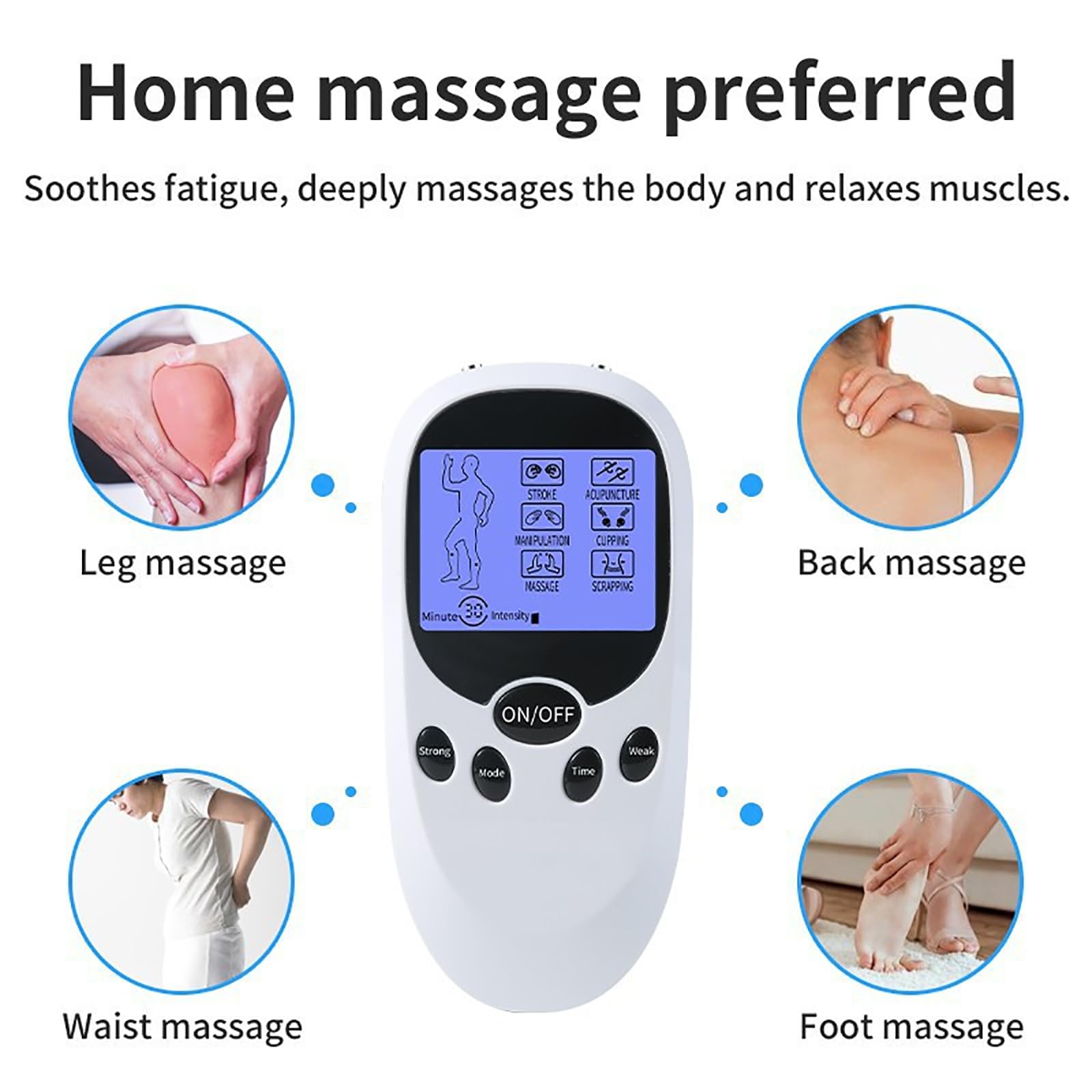 Unidad De Estimulador Muscular, Máquina De Estimulador Muscular Electrónico Con Pantalla LCD, 6 Modos De Masaje Y Reemplazo De 4 Almohadillas, Ajuste De Modos De 10 Niveles, Para Aliviar El Dolor