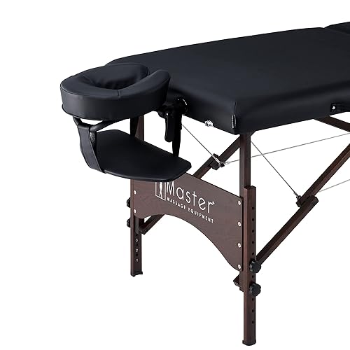 Miniatura 7 de Master Massage Mesa de masaje portátil Argo de 28 pulgadas en crema con patas de nogal, cama de spa para ejercicio y masaje de mesa, cama de belleza