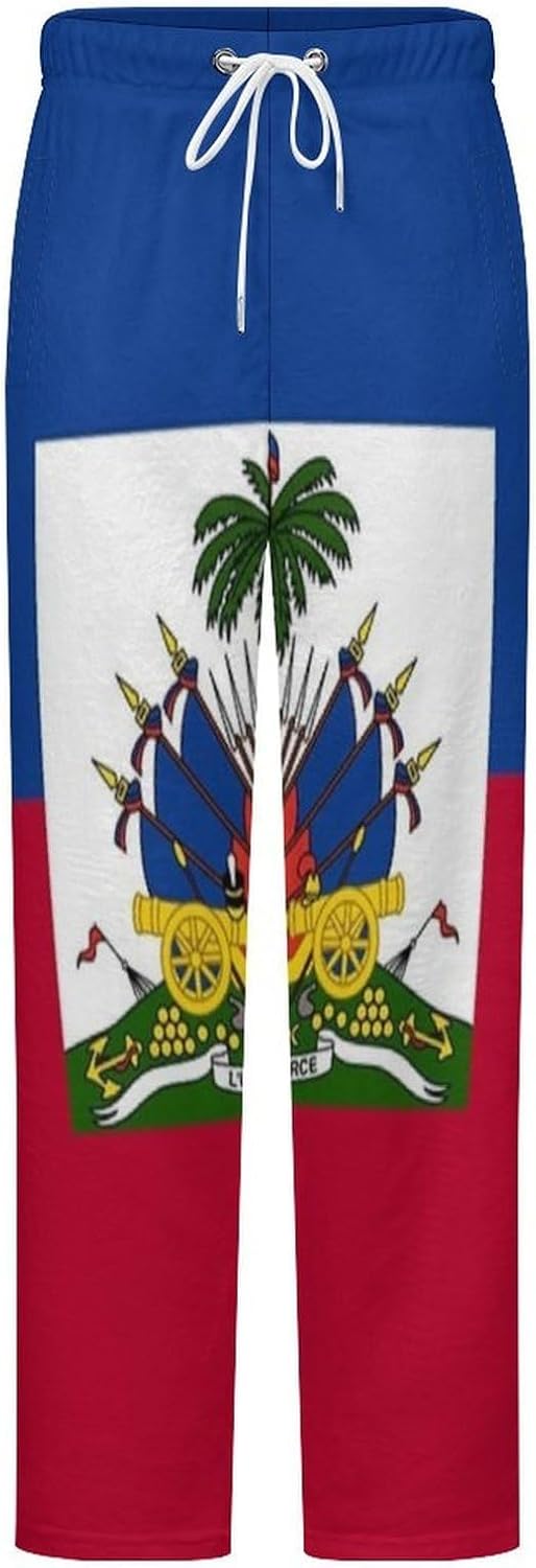 Women'S Pyjama Bottoms Soft Cosy Pjs Bottoms With Pockets Novelty Republic Of Haiti Flag Print Flannel Long Sl
