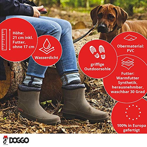 Gummistiefel Tossie Winter - Damen Gummistiefel gefüttert & wasserdicht - Winterstiefel für Damen - Braun - Größe 39