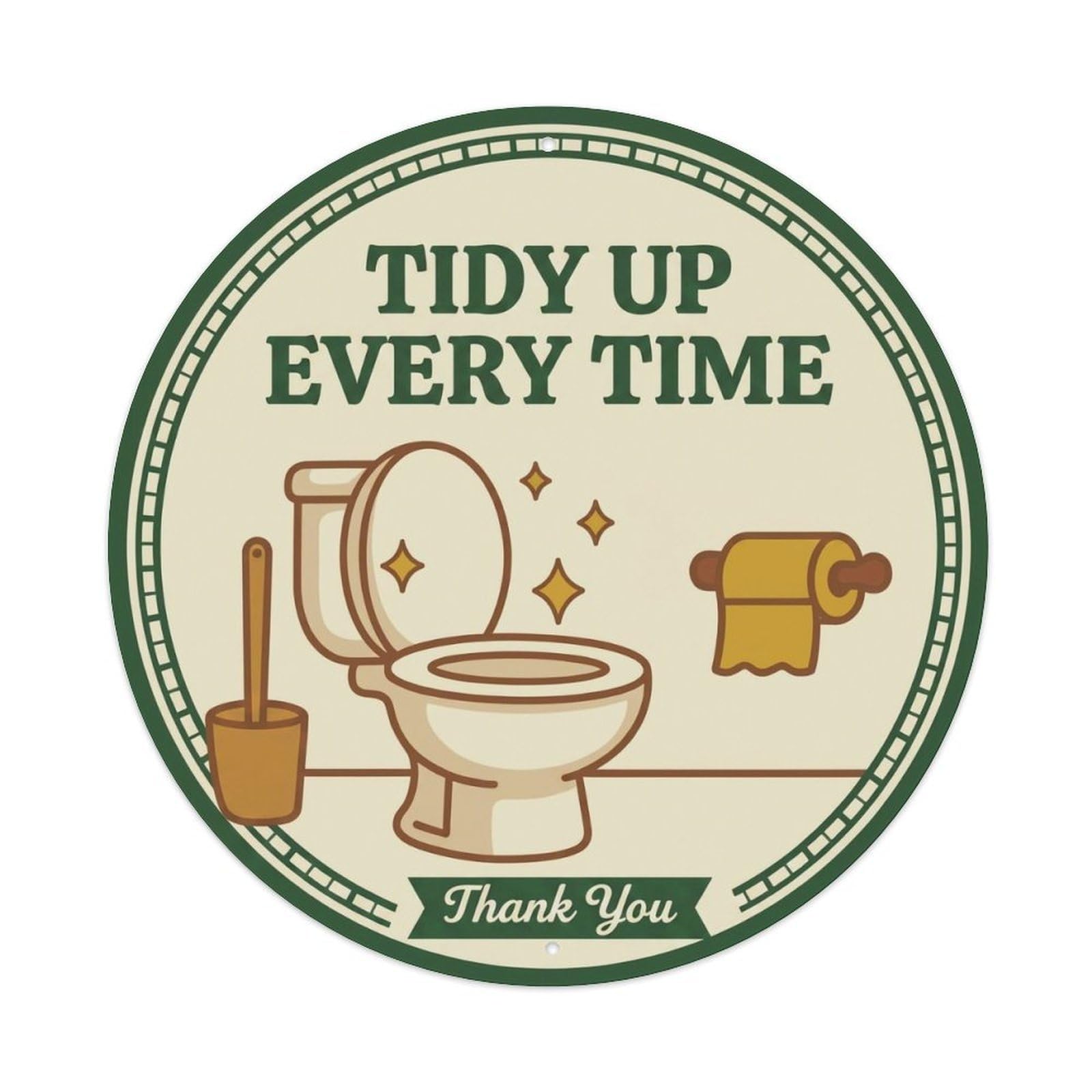Toilet Clean Bathroom Reminder Tidy Up Every Time Metal Tin Sign