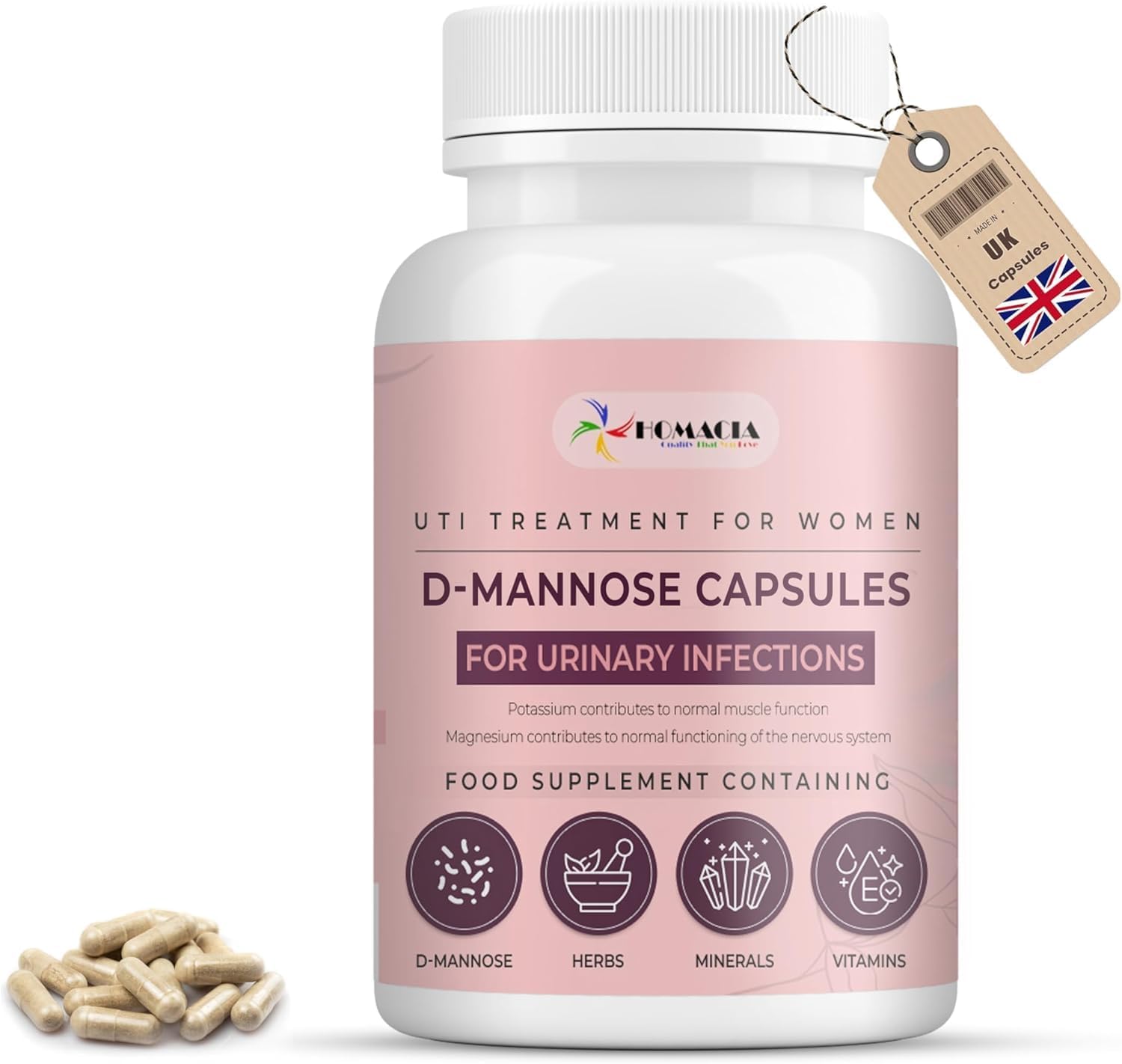 D-Mannose Capsules | Bladder Control & Urinary Tract Infection Treatment | d mannose Cystitis Treatment for Women | UTI Treatment for Women