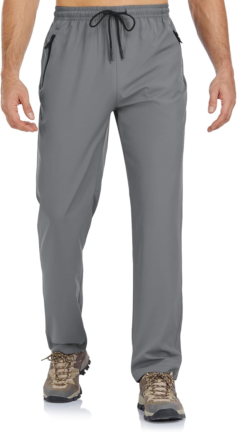 Mens Lightweight Hiking Pants Water Resistant Athletic Workout Running Travel Casual Joggers 3 Pockets Quick Dry - Image 2