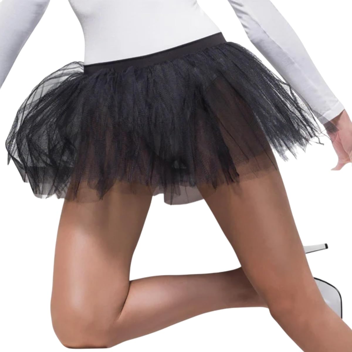 Smiffys Tutu Underskirt, Black 4 Layers, 30cm Long, Fever Tutu's & Petticoats Fancy Dress, Fever Dress Up Accessories Halloween