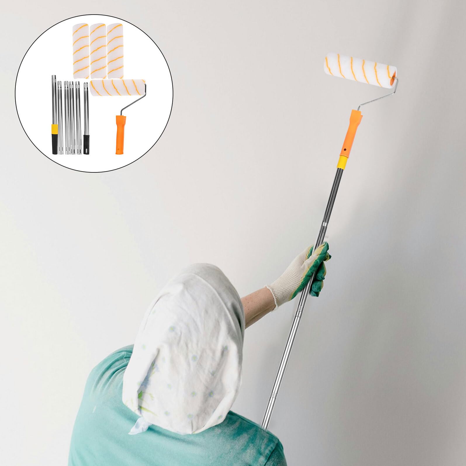 Didiseaon Rulli per Imbiancare con Asta Telescopica in Acciaio Inossidabile Rulli per Pareti e Angoli Spazzole per Pittura Casa Facili da Pulire e Multiuso