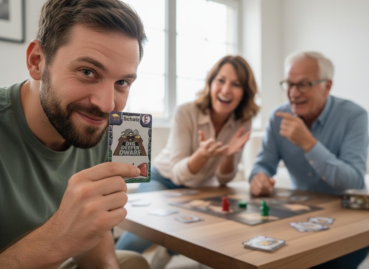 Dig Deeper Dwarf – Taktisches Deckbuilding-Brettspiel für 2–4 Spieler | Strategisches Gesellschaftsspiel mit Sabotage-Spaß für Familie & Erwachsene | 45–60 Min | ab 10 Jahren | Deutsch/Englisch